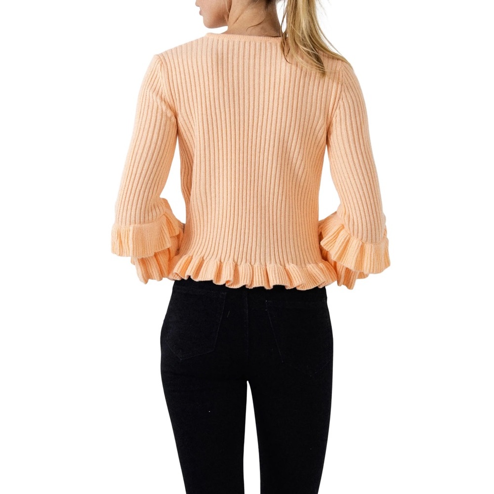 NWOT English Factory Rib Ruffle Edge Sweater - Picture 3 of 13